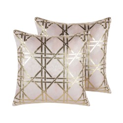 Zestaw 2 poduszek dekoracyjnych CASSIA 45 x 45 cm Różowy Wzór geometryczny Zestaw 2 poduszek dekoracyjnych CASSIA 45 x 45 cm Różowy Wzór geometryczny