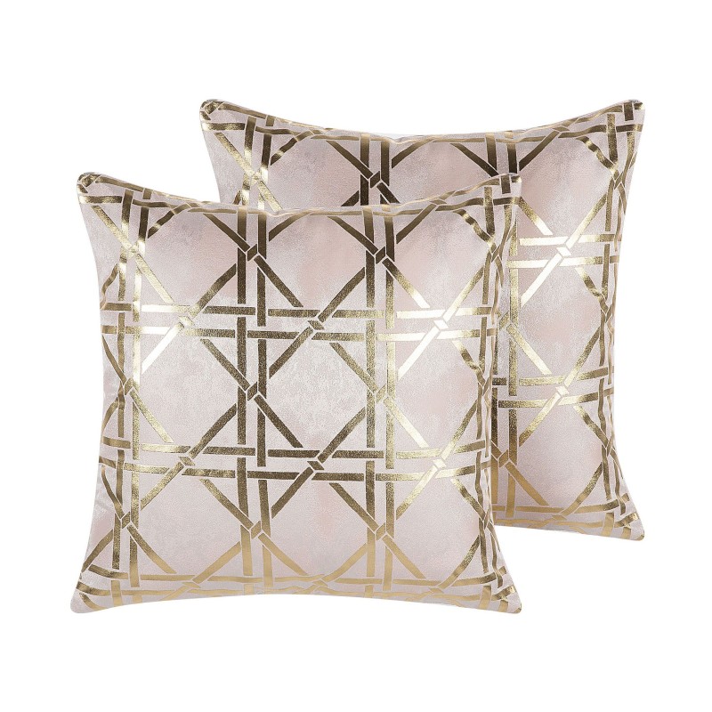 Zestaw 2 poduszek dekoracyjnych CASSIA 45 x 45 cm Różowy Wzór geometryczny