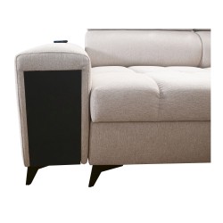 Ecksofa Venna VII mit Schlaffunktion, USB-Anschluss und ausklappbarer Bar Plusch, Avra 7 Ecksofa Venna VII mit Schlaffunktion, USB-Anschluss und ausklappbarer Bar Plusch, Avra 7