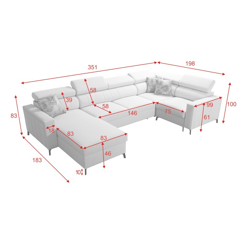 U-förmiges Ecksofa Arco V Maxi - luxuriöser Komfort und Multifunktionalität U-förmiges Ecksofa Arco V Maxi - luxuriöser Komfort und Multifunktionalität