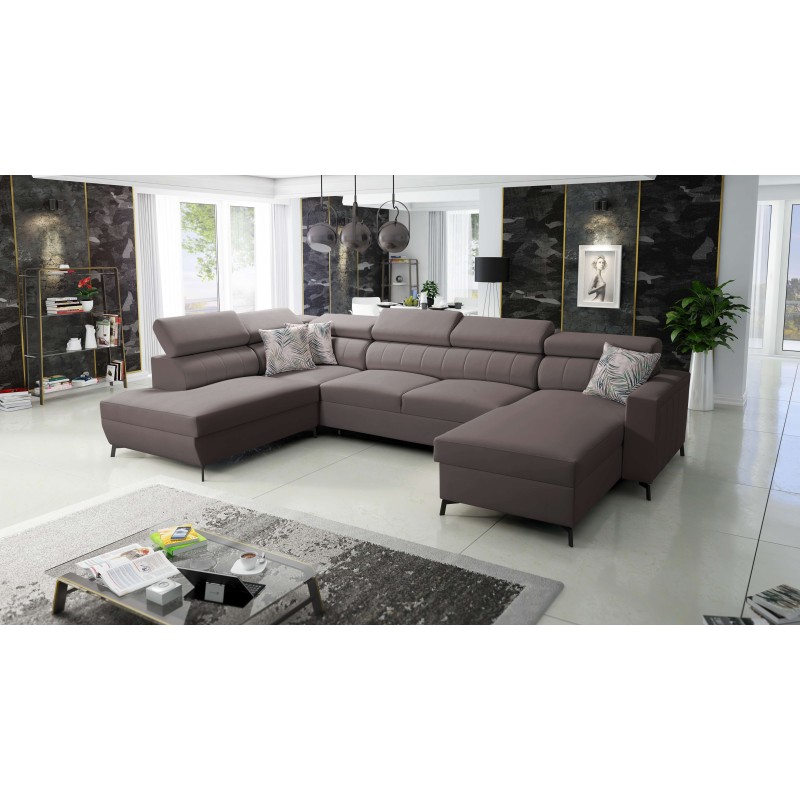 Sofá Esquinero Elegante en Forma de U Arco VI con Función de Cama - Terciopelo, Mono 234