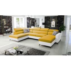 Elegancki Narożnik w kształcie U Arco VI z funkcją spania - Velvet, Mono 236 + Ecoskóra