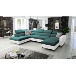 Elegancki Narożnik w kształcie U Arco VI z funkcją spania - Velvet, Mono 238 + Ecoskóra