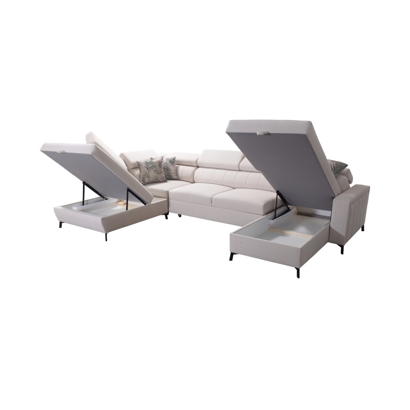 Elegancki Narożnik w kształcie U Arco VI z funkcją spania - Velvet, Mono 238 + Ecoskóra Elegancki Narożnik w kształcie U Arco VI z funkcją spania - Velvet, Mono 238 + Ecoskóra