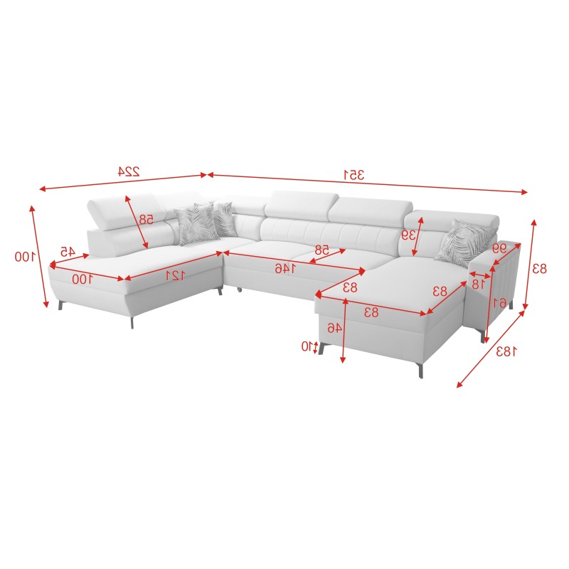 Sofá Esquinero Elegante en Forma de U Arco VI con Función para Dormir - Terciopelo, Mono 241 Sofá Esquinero Elegante en Forma de U Arco VI con Función para Dormir - Terciopelo, Mono 241