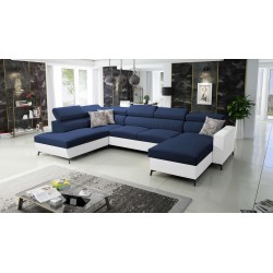 Elegancki Narożnik w kształcie U Arco VI z funkcją spania - Velvet, Mono 241 + Ecoskóra