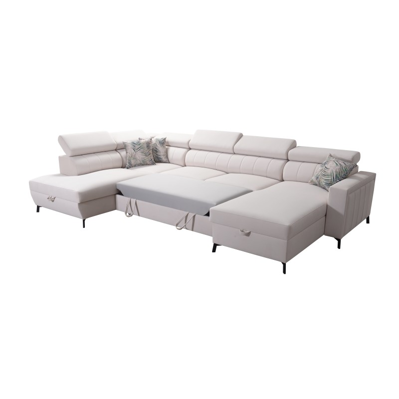 Elegancki Narożnik w kształcie U Arco VI z funkcją spania - Velvet, Mono 241 + Ecoskóra Elegancki Narożnik w kształcie U Arco VI z funkcją spania - Velvet, Mono 241 + Ecoskóra