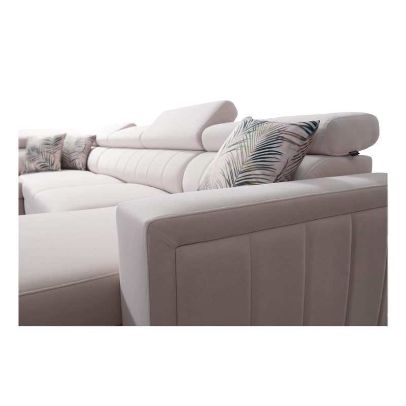 Elegancki Narożnik w kształcie U Arco VI z funkcją spania - Velvet, Mono 241 + Ecoskóra Elegancki Narożnik w kształcie U Arco VI z funkcją spania - Velvet, Mono 241 + Ecoskóra