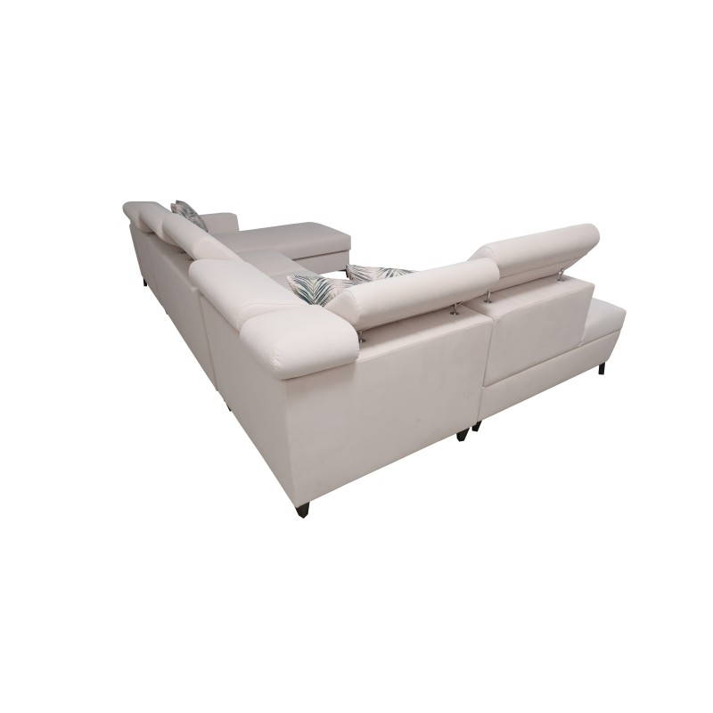 Elegancki Narożnik w kształcie U Arco VI z funkcją spania - Velvet, Mono 244 + Ecoskóra Elegancki Narożnik w kształcie U Arco VI z funkcją spania - Velvet, Mono 244 + Ecoskóra
