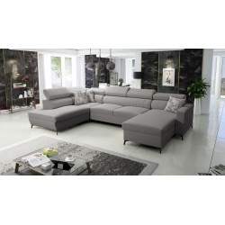 Elegancki Narożnik w kształcie U Arco VI z funkcją spania - Velvet, Mono 246