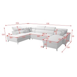 Elegantes U-förmiges Ecksofa Arco VI mit Schlaffunktion - Geflecht, Sawana 25 + Kunstleder