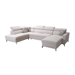 Elegant U-shaped Arco VI Corner Sofa with Sleeping Function - Weave, Sawana 11 + Eco-leather