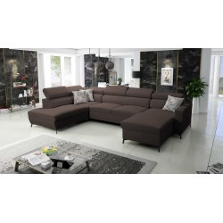 Elegant U-shaped Corner Sofa Arco VI with Sleeping Function - Woven Fabric, Sawana 26