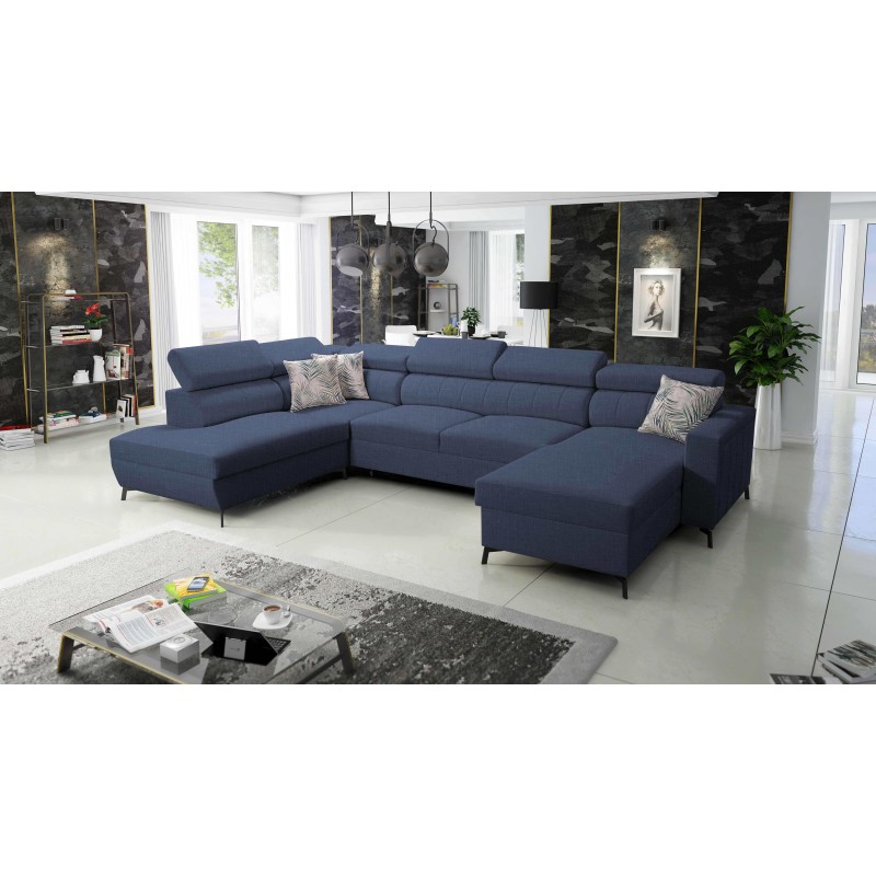 Sofá Esquinero Elegante en Forma de U Arco VI con Función para Dormir - Tejido, Sawana 80