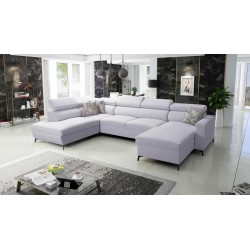 Elegant U-shaped Corner Sofa Arco VI with Sleeping Function - Woven Fabric, Sawana 84