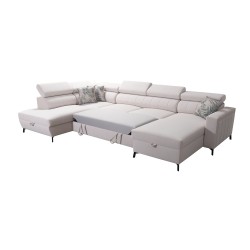 Elegant U-shaped Corner Sofa Arco VI with Sleeping Function - Woven Fabric, Sawana 84