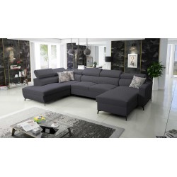 Elegant U-shaped Corner Sofa Arco VI with Sleeping Function - Weave, Sawana 96