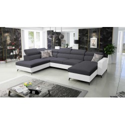 Elegantes Ecksofa in U-Form Arco VI mit Schlaffunktion - Geflecht, Sawana 96 + Kunstleder