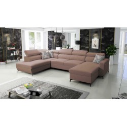 Elegant U-shaped Corner Sofa Arco VI with Sleeping Function - Plecionka, Sawana 25