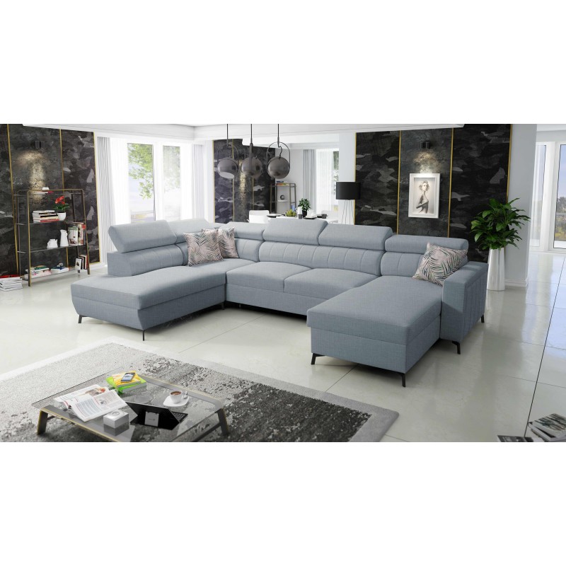 Elegante Sofá Esquinero en Forma de U Arco VI con Función para Dormir - Plecionka, Sawana 72
