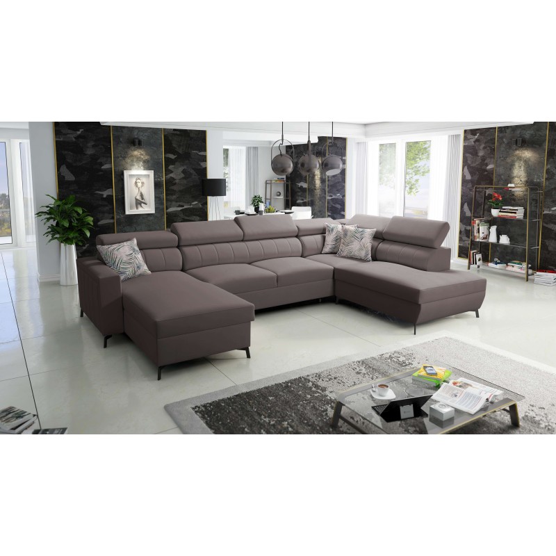 Elegancki Narożnik w kształcie U Arco VI z funkcją spania - Velvet, Mono 234