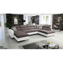 Elegancki Narożnik w kształcie U Arco VI z funkcją spania - Velvet, Mono 234 + Ecoskóra