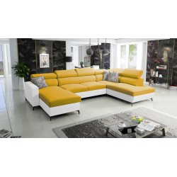 Elegancki Narożnik w kształcie U Arco VI z funkcją spania - Velvet, Mono 236 + Ecoskóra