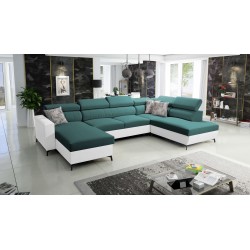 Elegancki Narożnik w kształcie U Arco VI z funkcją spania - Velvet, Mono 238 + Ecoskóra