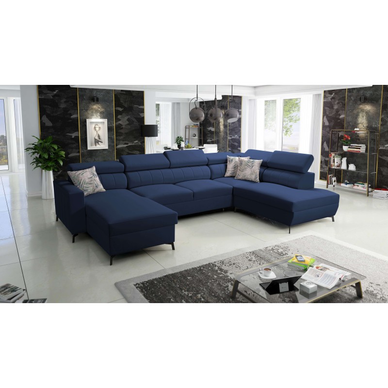 Elegant U-shaped Arco VI Corner Sofa with Sleeping Function - Velvet, Mono 241