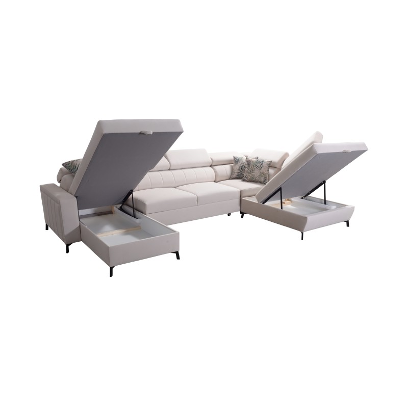 Elegancki Narożnik w kształcie U Arco VI z funkcją spania - Velvet, Mono 241 + Ecoskóra Elegancki Narożnik w kształcie U Arco VI z funkcją spania - Velvet, Mono 241 + Ecoskóra