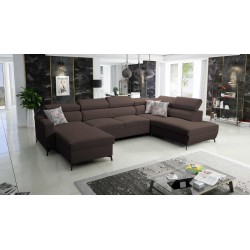 Elegant U-shaped Corner Sofa Arco VI with Sleeping Function - Woven Fabric, Sawana 26