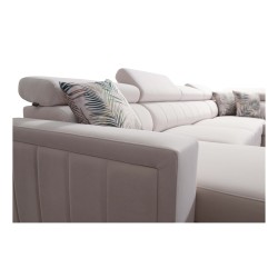 Elegant U-shaped Corner Sofa Arco VI with Sleeping Function - Weave, Sawana 80 + Eco-leather