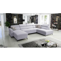 Elegant U-shaped Corner Sofa Arco VI with Sleeping Function - Woven Fabric, Sawana 84