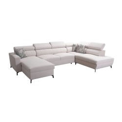 Elegant U-shaped Corner Sofa Arco VI with Sleeping Function - Plecionka, Sawana 25