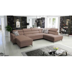 Elegant U-shaped Corner Sofa Arco VI with Sleeping Function - Plecionka, Sawana 25