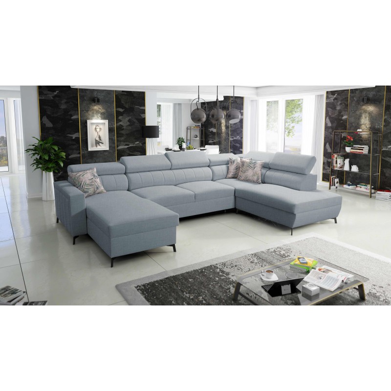 Elegante Sofá Esquinero en Forma de U Arco VI con Función para Dormir - Plecionka, Sawana 72
