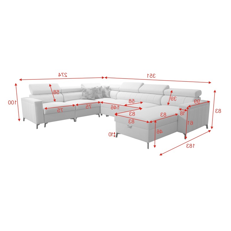 Sofá en forma de U Arco VII con función de cama: la elegancia se encuentra con la funcionalidad. Sofá en forma de U Arco VII con función de cama: la elegancia se encuentra con la funcionalidad.