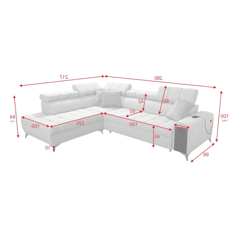 Venna VII corner sofa with a sleeping function, USB port, and opening bar Plush, Avra 6 Venna VII corner sofa with a sleeping function, USB port, and opening bar Plush, Avra 6