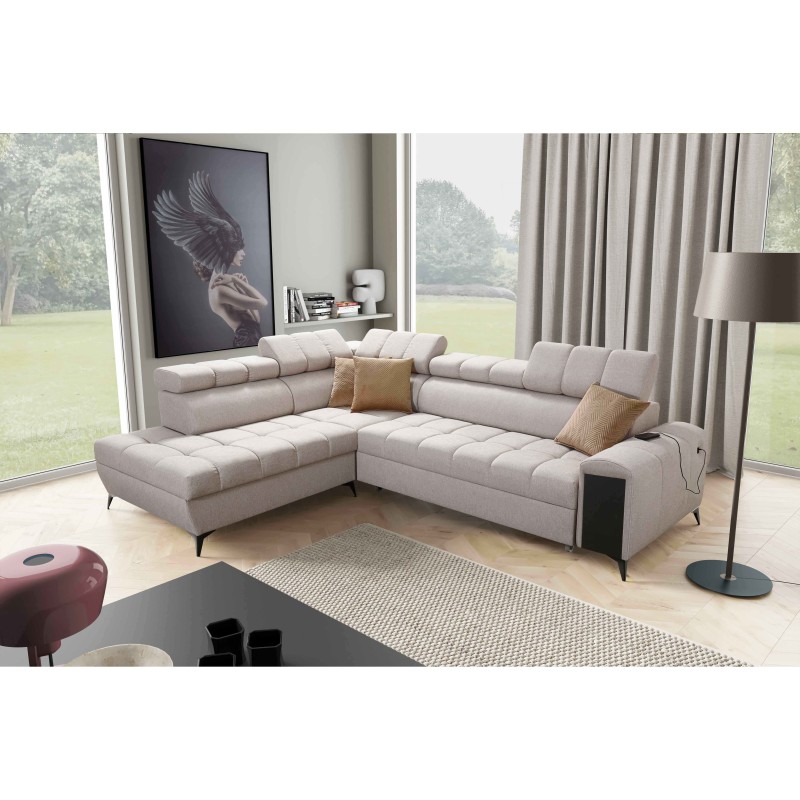 Ecksofa Venna VII mit Schlaffunktion, USB-Anschluss und öffnender Bar Plusz, Avra 2