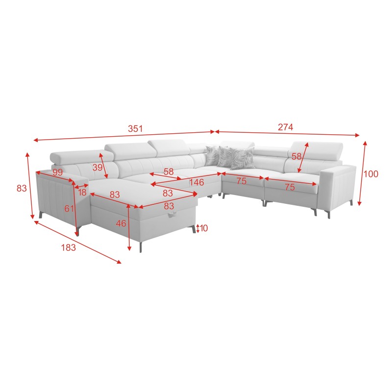 Sofá en forma de U Arco VII con función de cama: la elegancia se encuentra con la funcionalidad. Sofá en forma de U Arco VII con función de cama: la elegancia se encuentra con la funcionalidad.