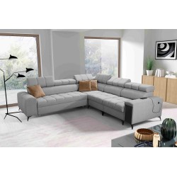 Ecksofa Venna III mit Schlaffunktion, USB-Anschluss und aufklappbarer Bar - Plüsch, Avra 16