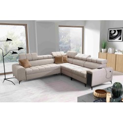Ecksofa Venna III mit Schlaffunktion, USB-Anschluss und öffnender Bar - Plüsch, Avra 14 Ecksofa Venna III mit Schlaffunktion, USB-Anschluss und öffnender Bar - Plüsch, Avra 14