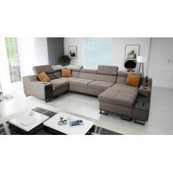Ecksofa U Avanti IV Mini mit Schlaffunktion Velours, Whisper 5 | Möbel für Ihr Zuhause