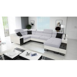 Ecksofa U Avanti IV Mini mit Schlaffunktion Samt, Sawana 84 + Kunstleder | Möbel für Ihr Zuhause