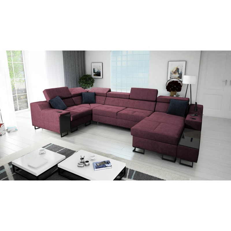 Ecksofa U Avanti IV Mini mit Schlaffunktion Velours, Sawana 14 | Möbel für Ihr Zuhause