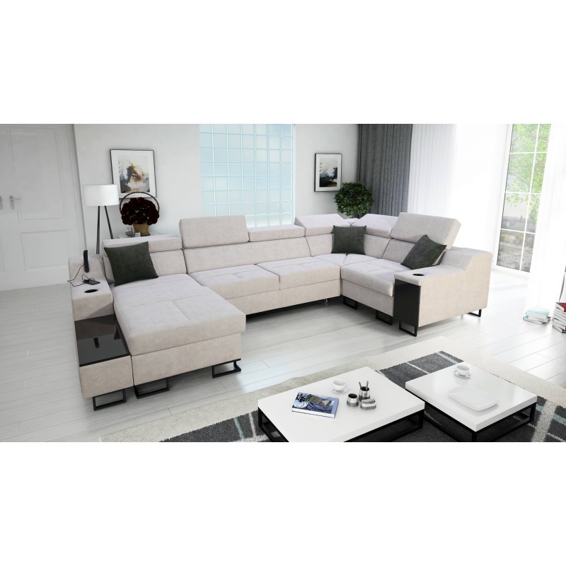 Ecksofa U Avanti IV Mini mit Schlaffunktion Velours, Whisper 16 | Möbel für Ihr Zuhause