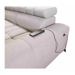 Ecksofa Venna III mit Schlaffunktion, USB-Anschluss und aufklappbarer Bar - Plüsch, Avra 2 Ecksofa Venna III mit Schlaffunktion, USB-Anschluss und aufklappbarer Bar - Plüsch, Avra 2