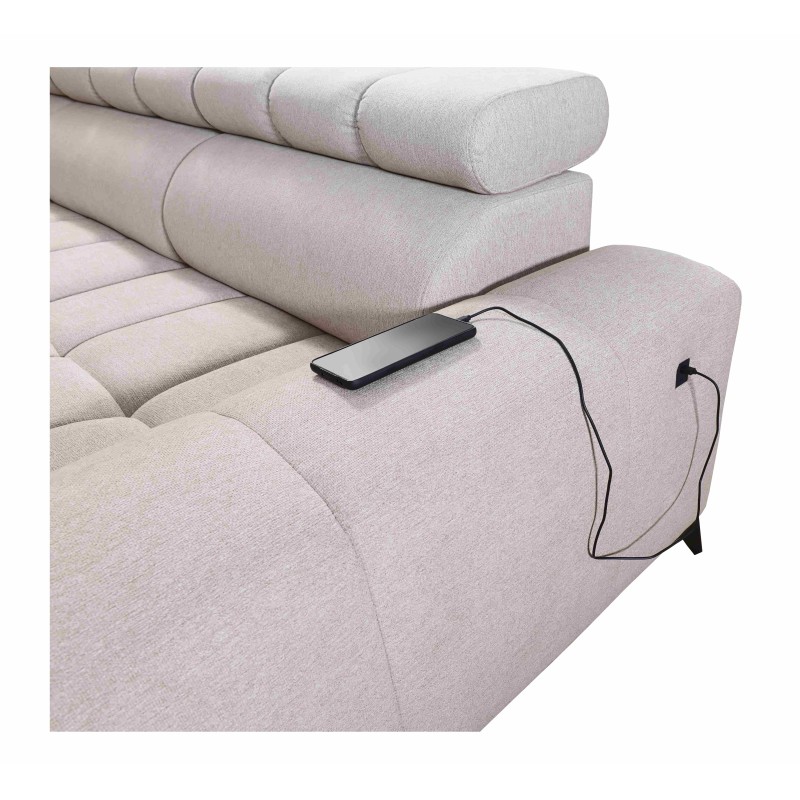Ecksofa Venna III mit Schlaffunktion, USB-Anschluss und aufklappbarer Bar - Plüsch, Avra 2 Ecksofa Venna III mit Schlaffunktion, USB-Anschluss und aufklappbarer Bar - Plüsch, Avra 2