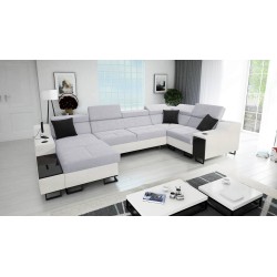 Ecksofa U Avanti IV Mini mit Schlaffunktion Samt, Sawana 84 + Kunstleder | Möbel für Ihr Zuhause