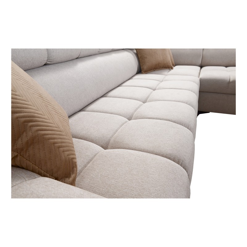 Ecksofa Venna III mit Schlaffunktion, USB-Anschluss und aufklappbarer Bar - Plüsch, Avra 2 Ecksofa Venna III mit Schlaffunktion, USB-Anschluss und aufklappbarer Bar - Plüsch, Avra 2
